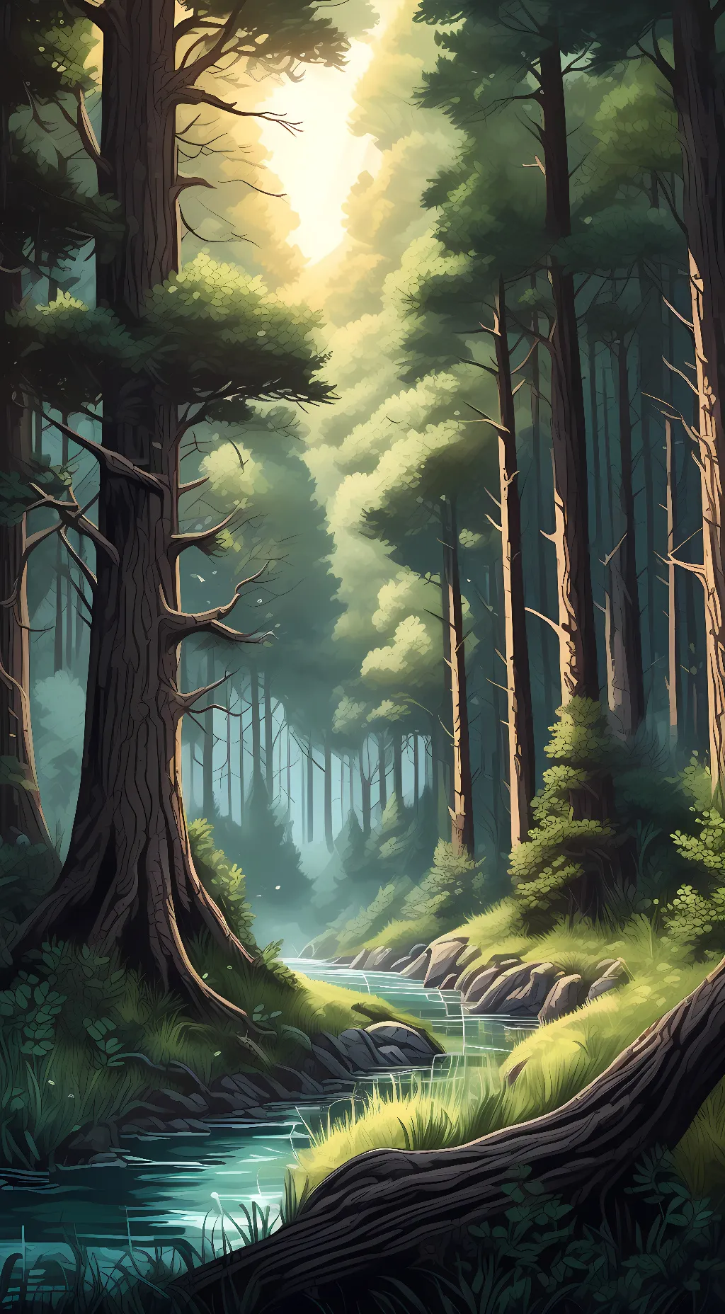 ai character:  forest of magic background