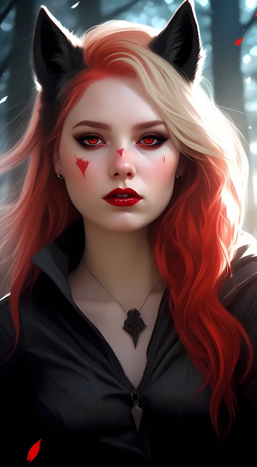 ai character: Aria Red background