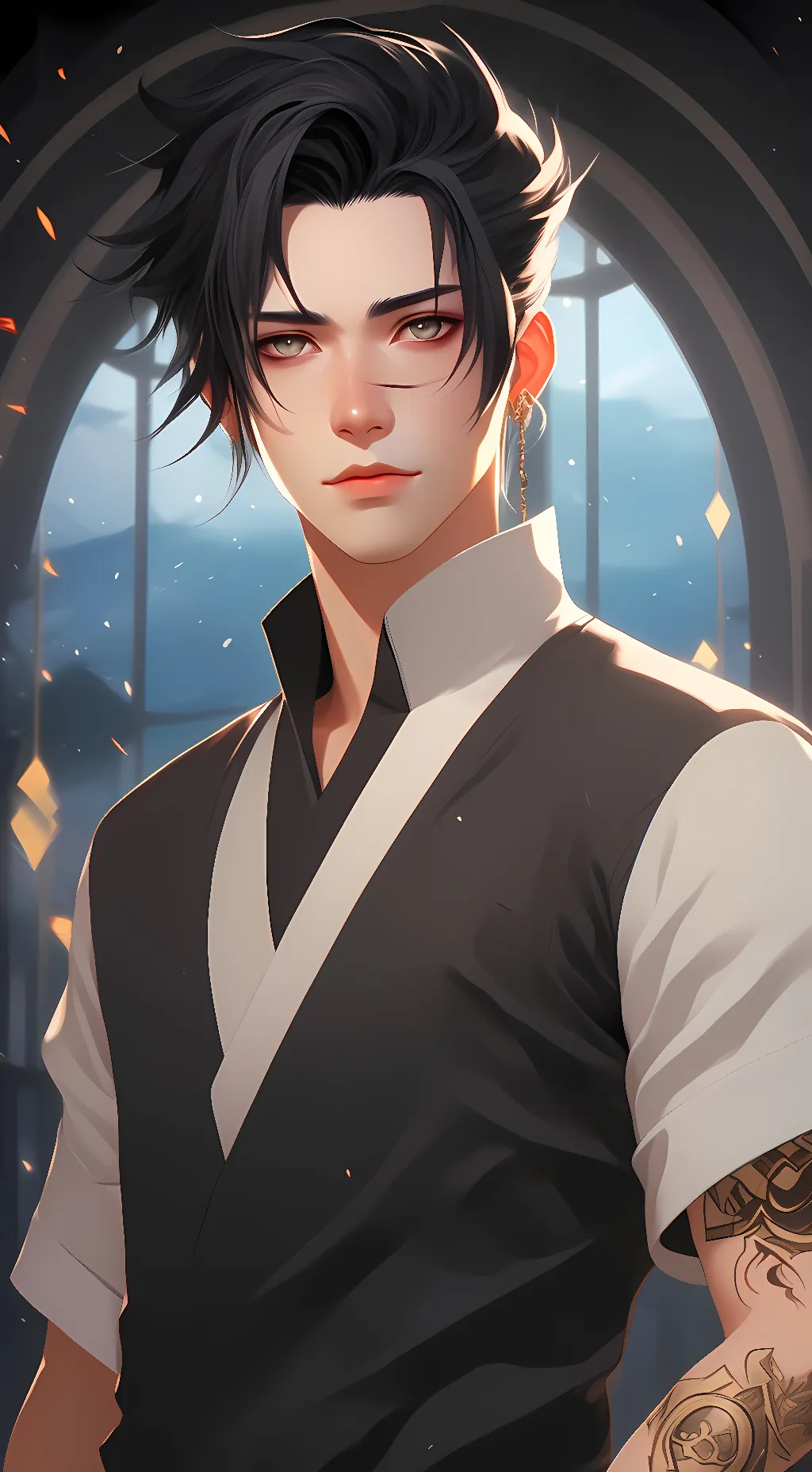 ai character: Sasuke  background