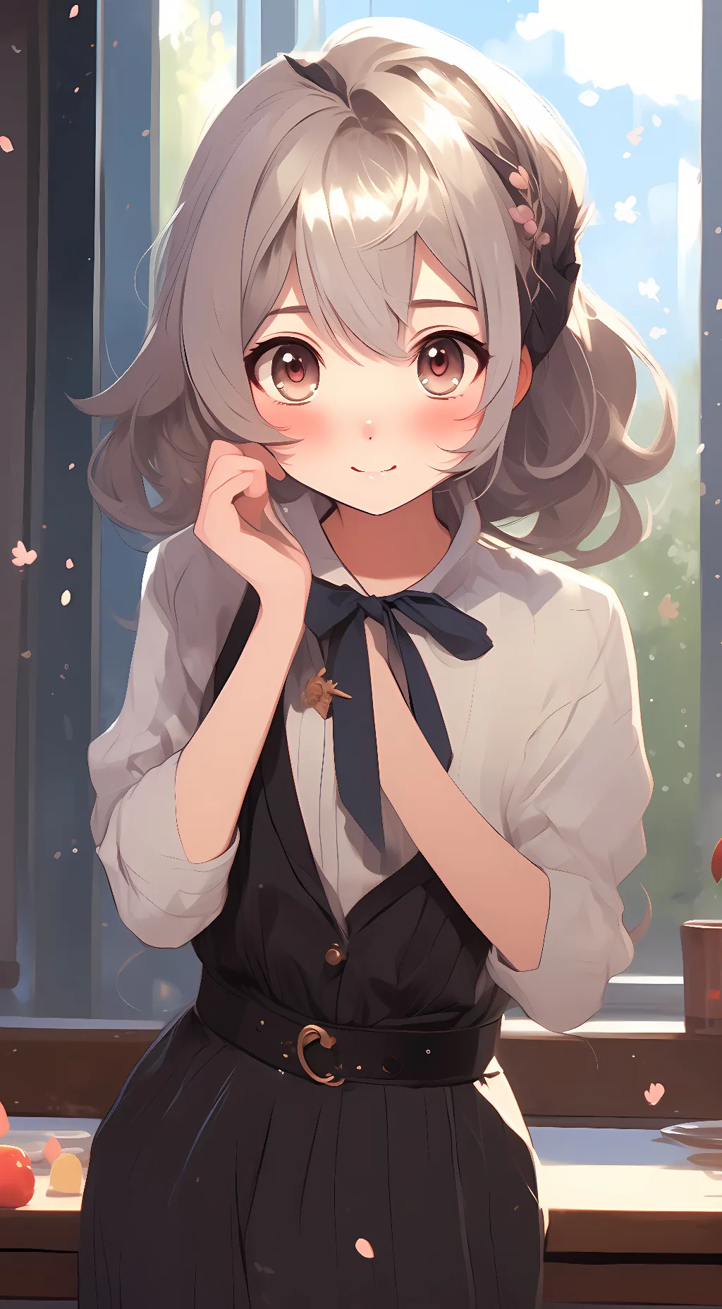 ai character: cute schoolgirl background