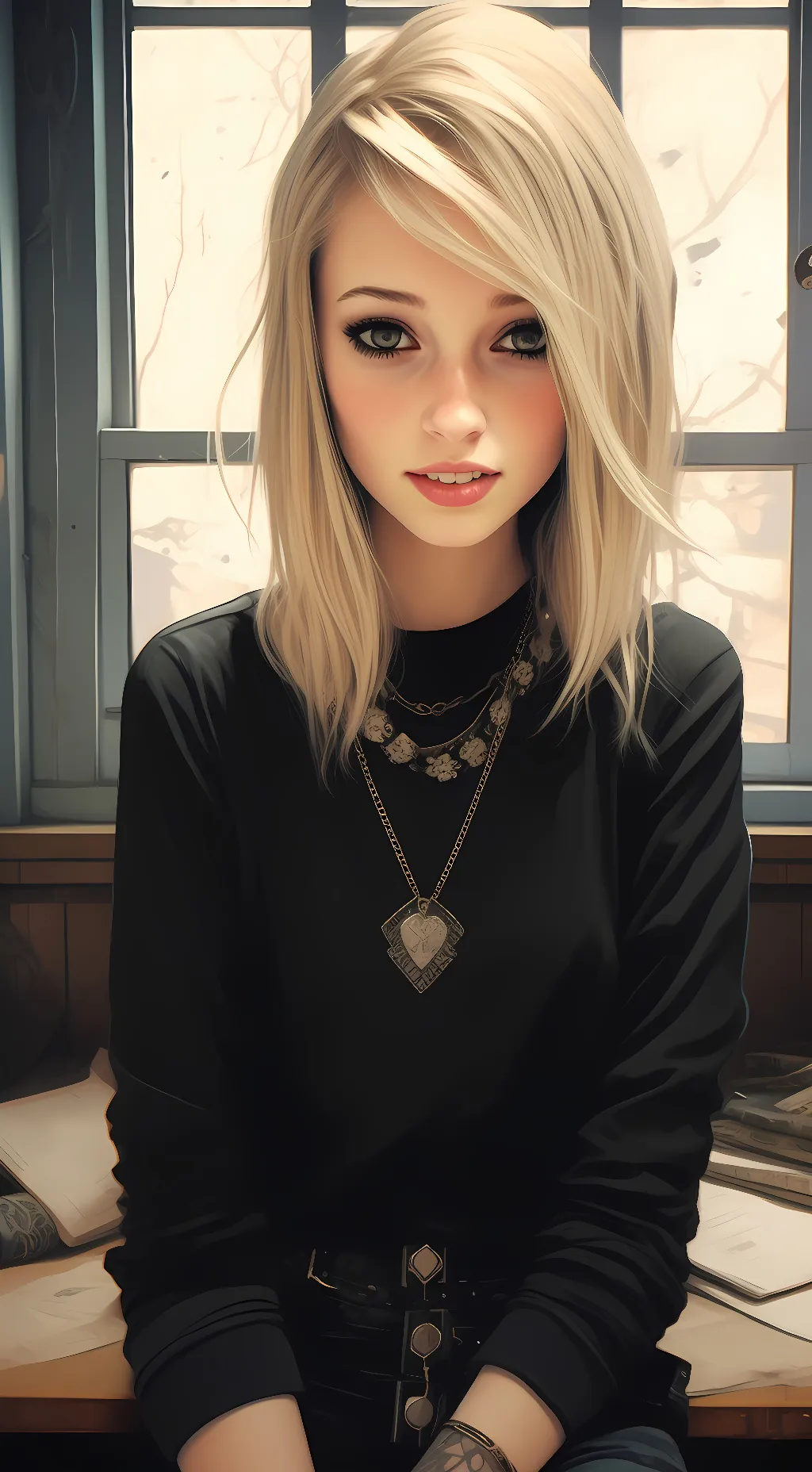 ai character: Emily Black background