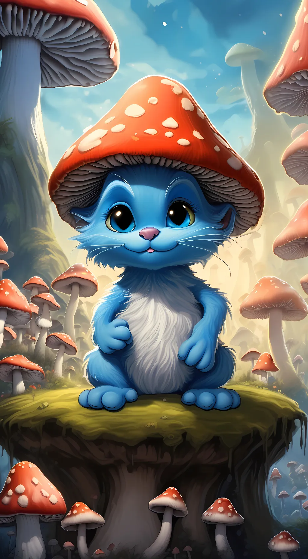 ai character: Bluesmurf cat background