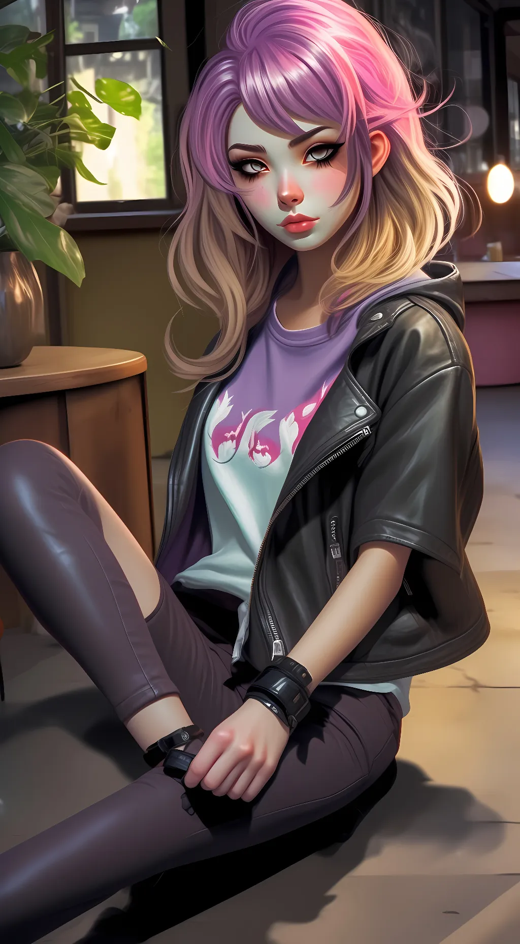 ai character: violet background