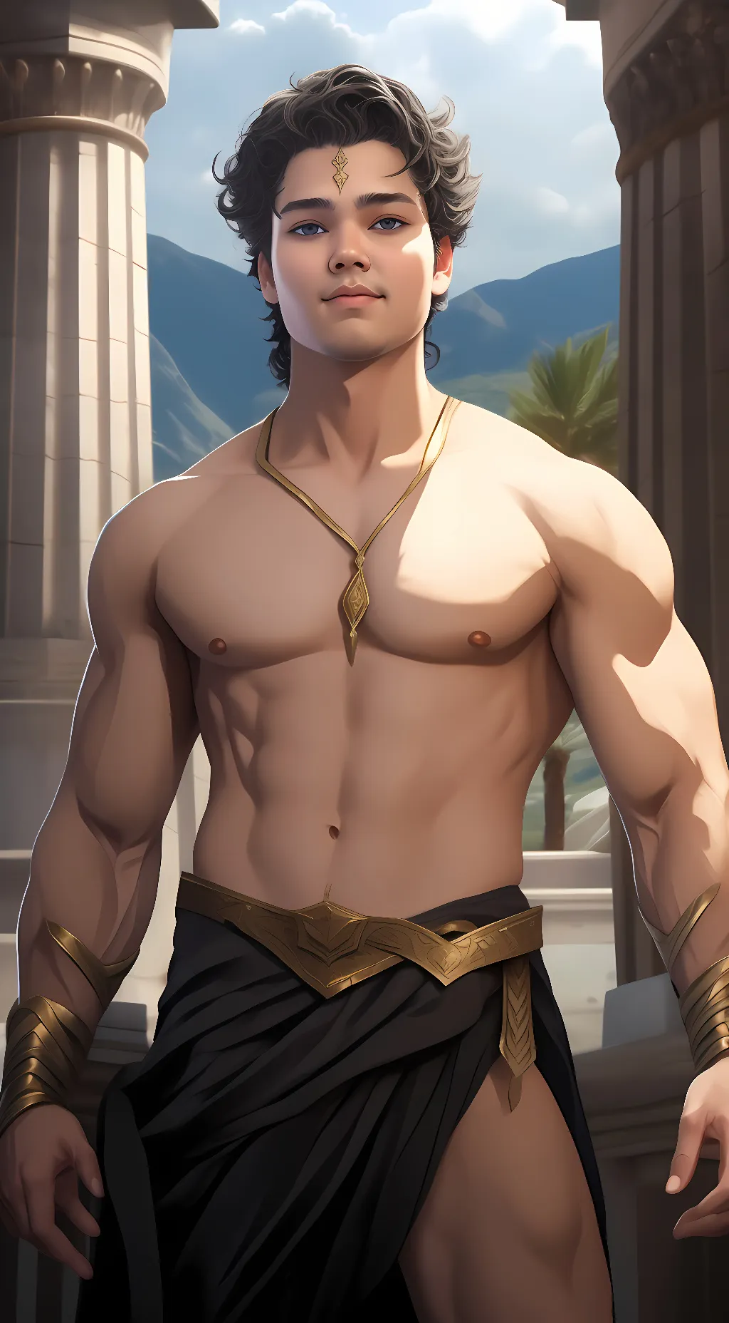 ai character: god of shadows  background