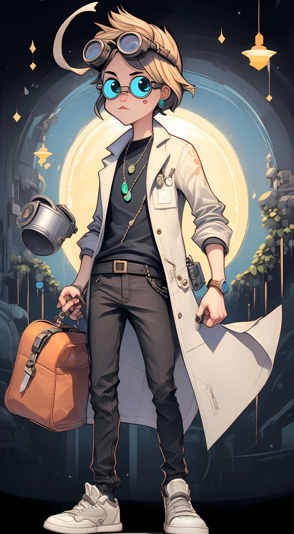 ai character: Dr. Flug  background