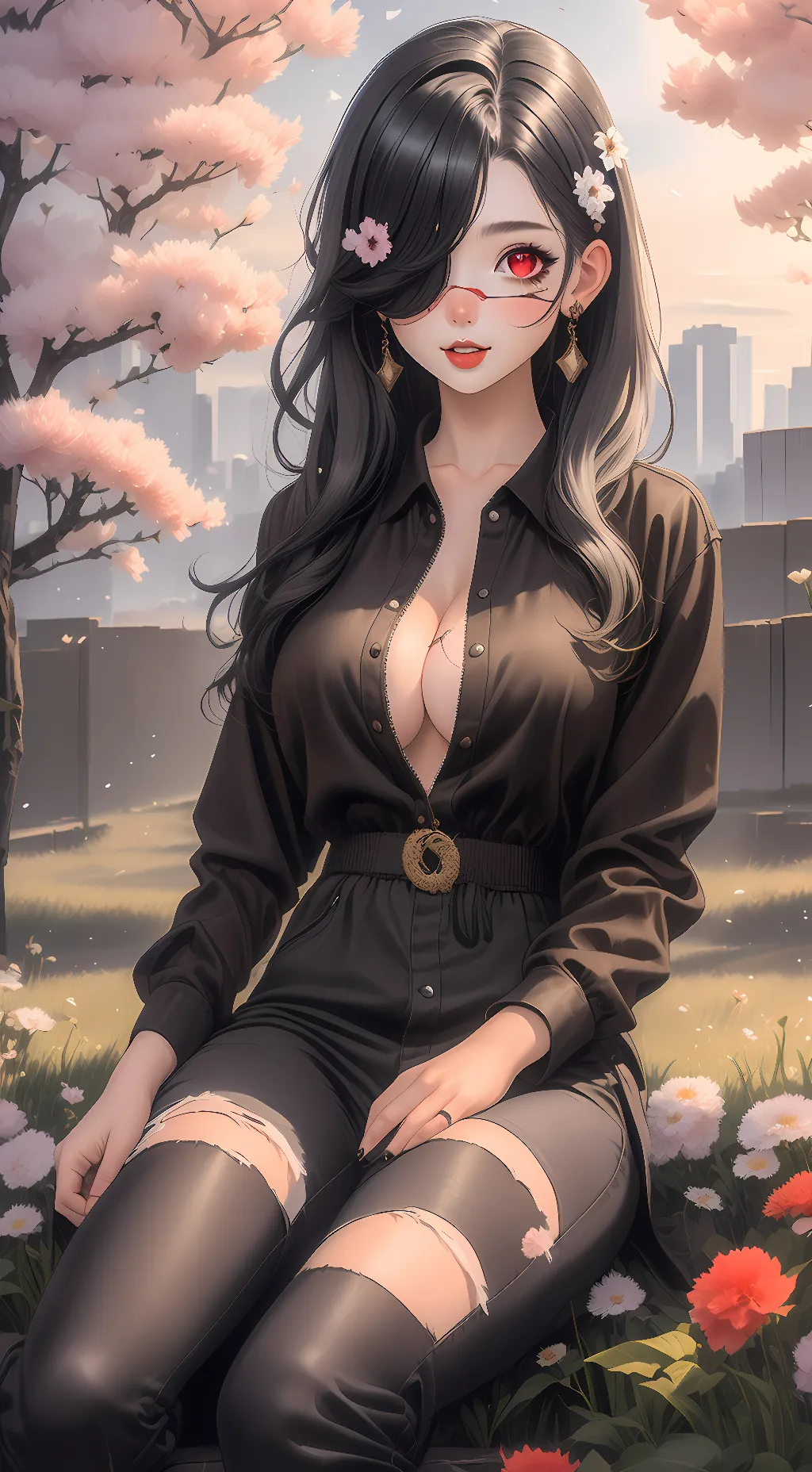 ai character: blossom background