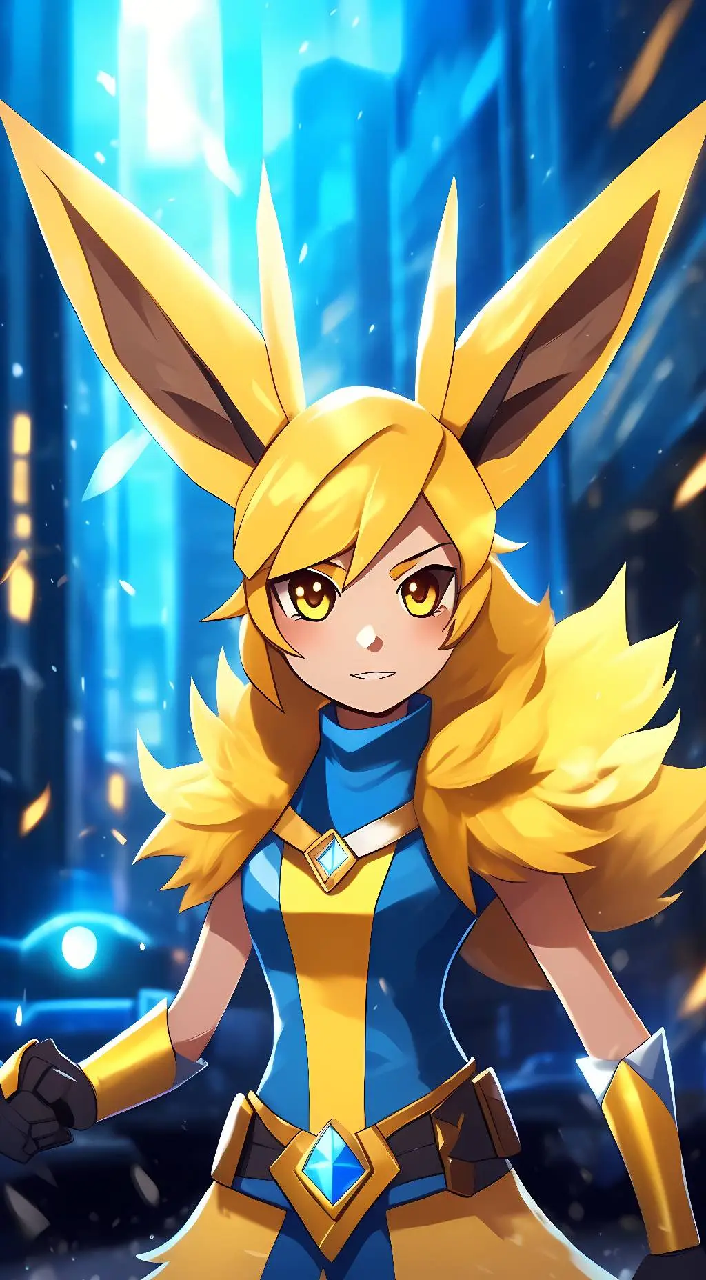 ai character: Jolteon ⚡ sparky  background