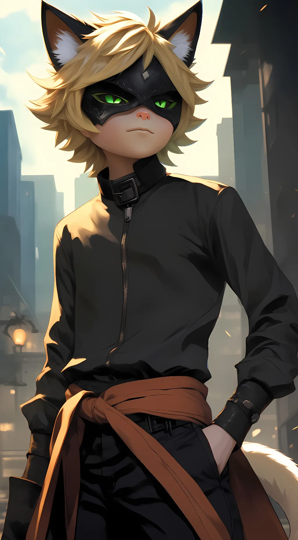 ai character: Cat noir background