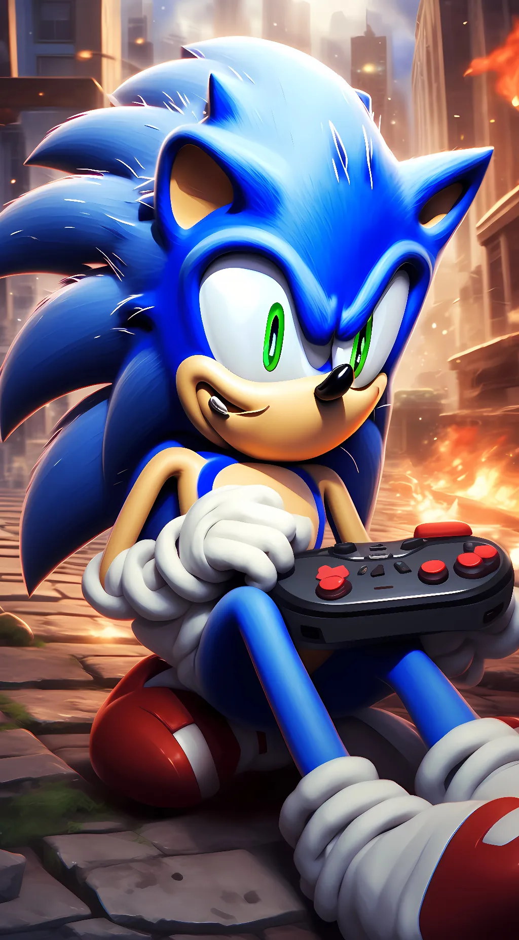 ai character: gamer sonic background