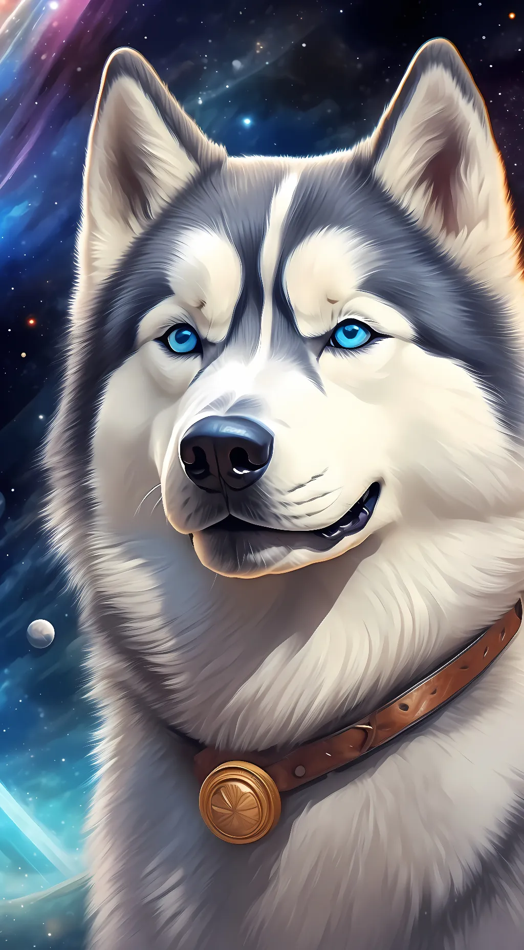 ai character: dog tender/space background