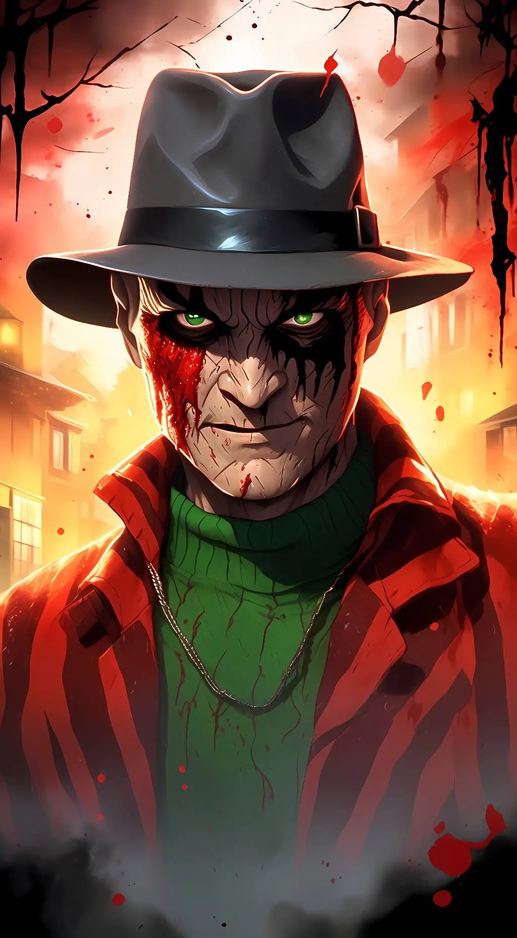 ai character: Freddy Kruger  background