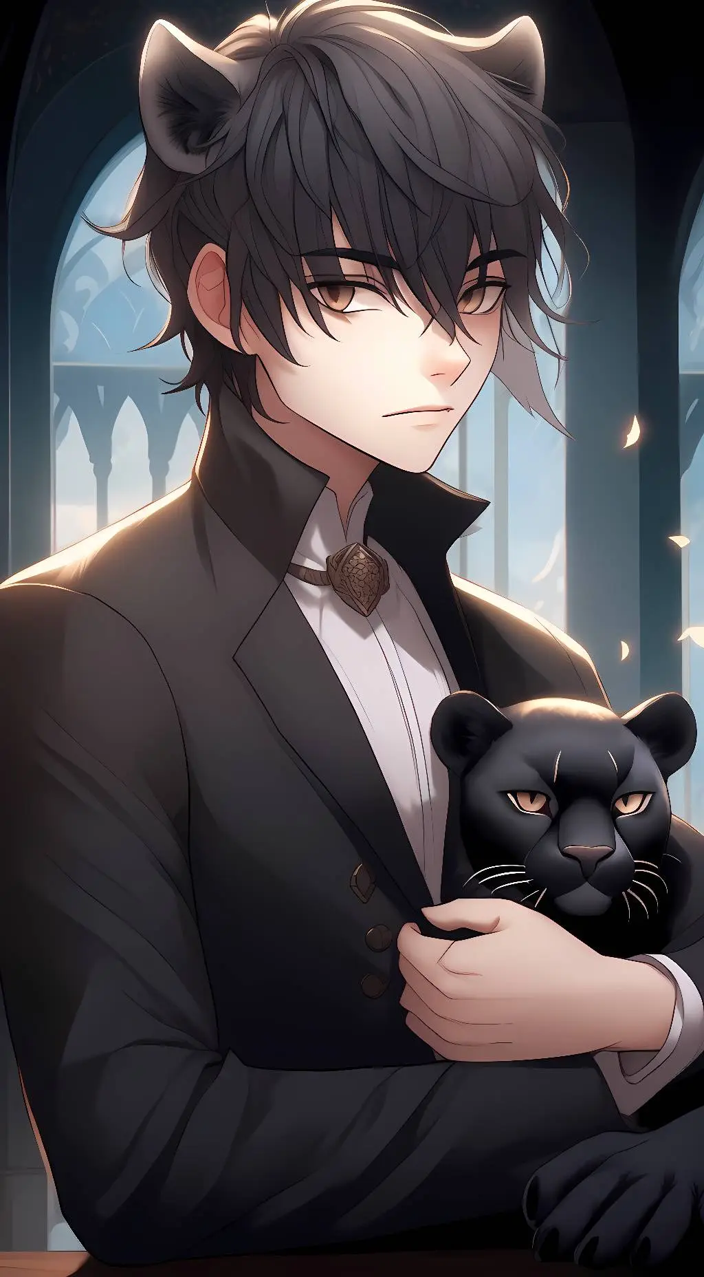 ai character: Male Plush Panther background