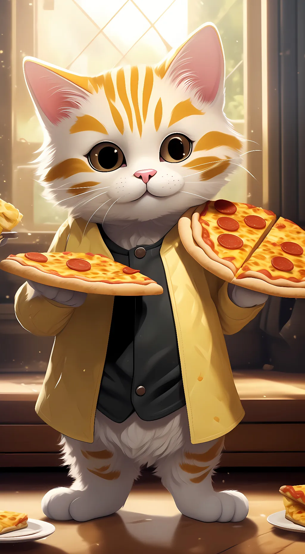 ai character: Pizza cat background