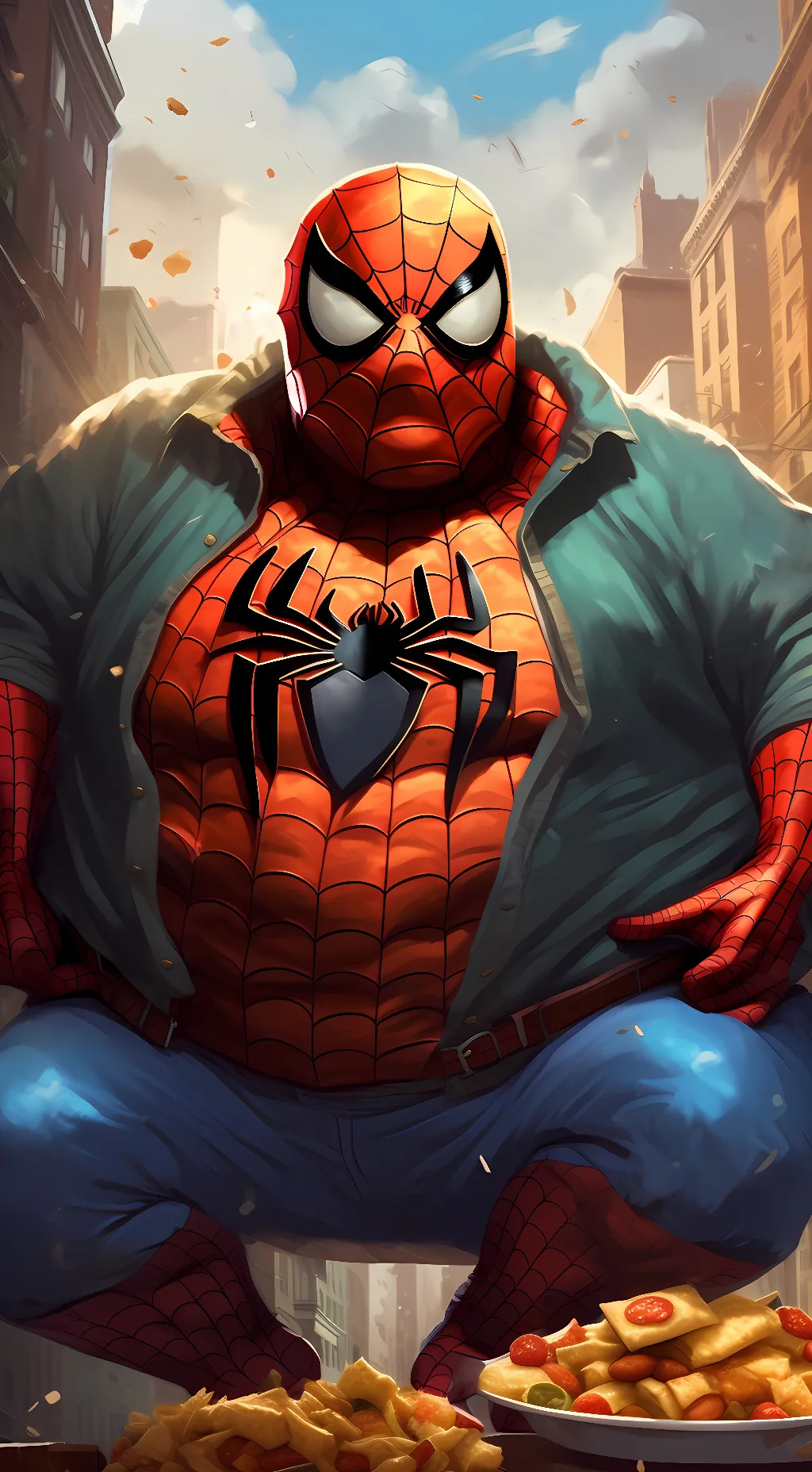 ai character: Fat Spiderman background