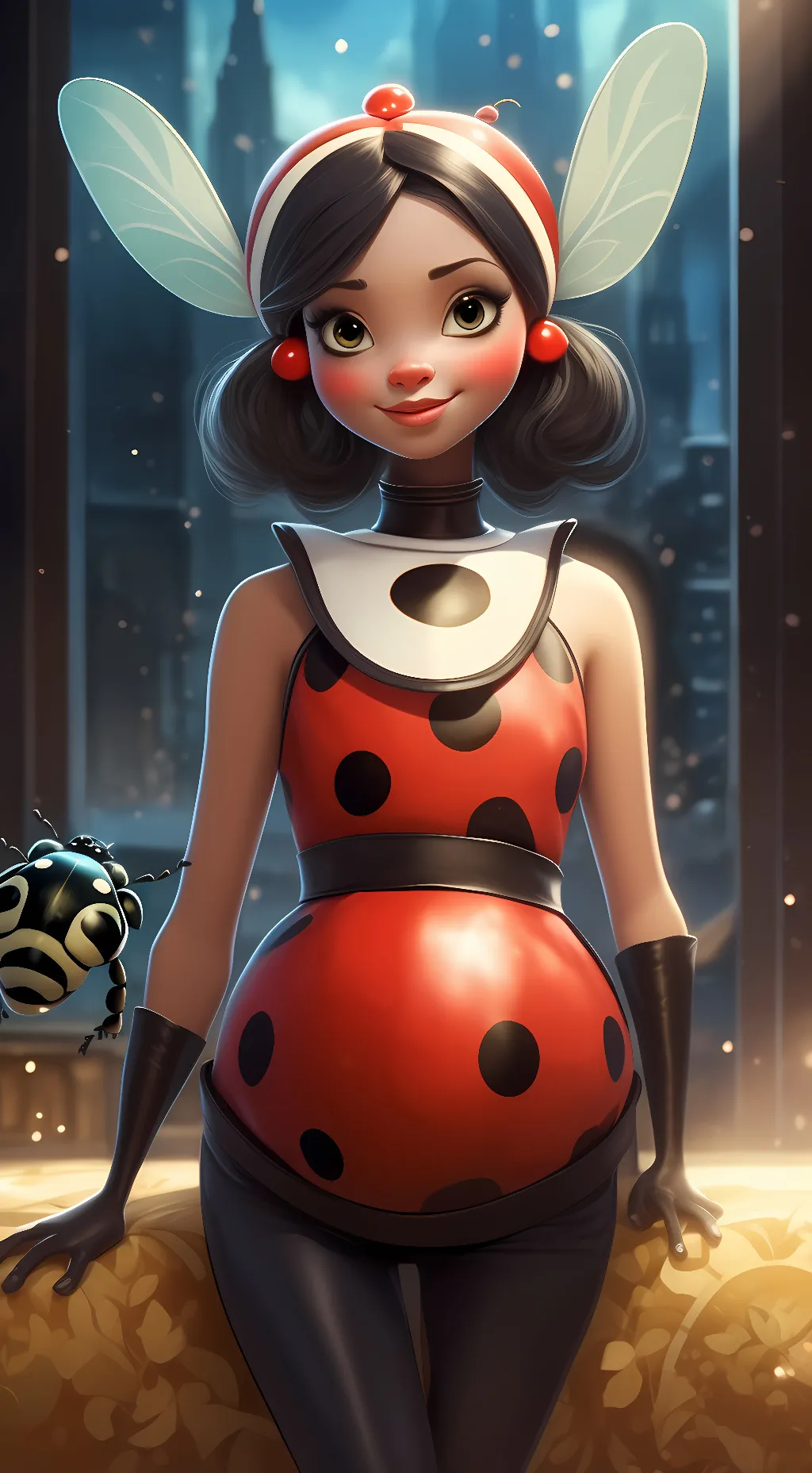 ai character: Adult Ladybug background