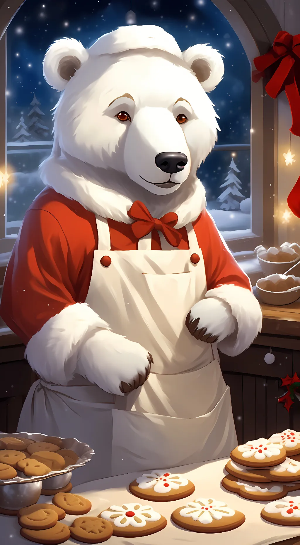 ai character: eggnog background