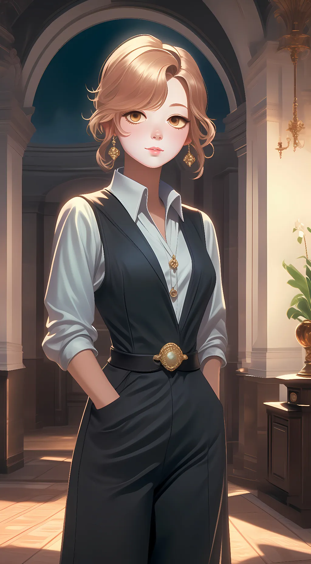 ai character: Hoshiko Moonlight background