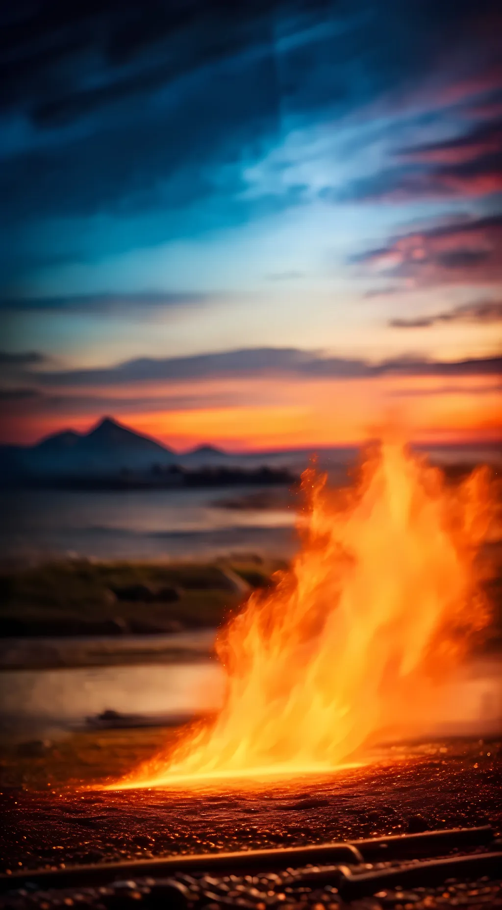 ai character: Fire background