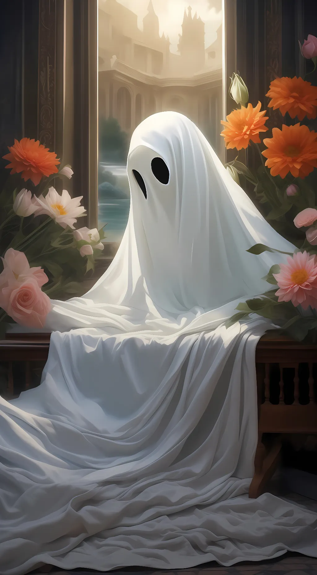 ai character: ~🌺Flower Ghost🌼~ background