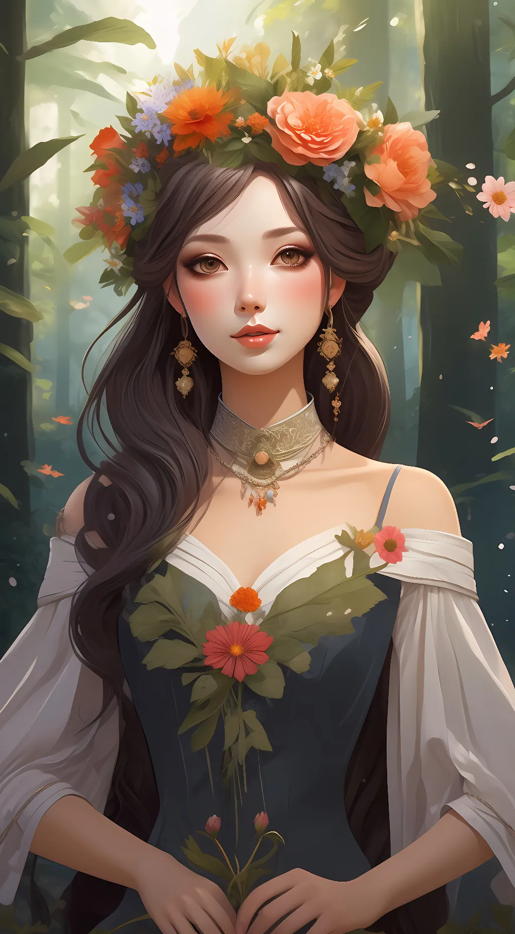 ai character: Blumendame background