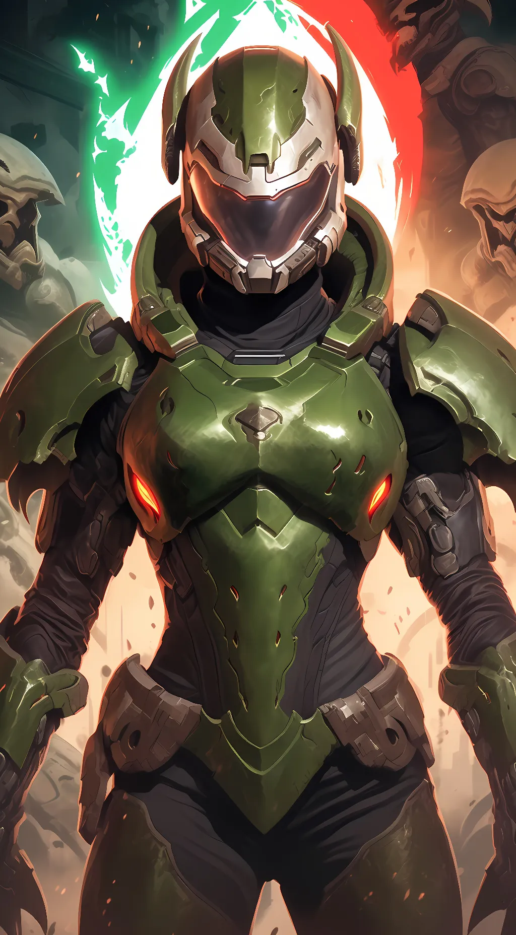 ai character: female doom slayer background