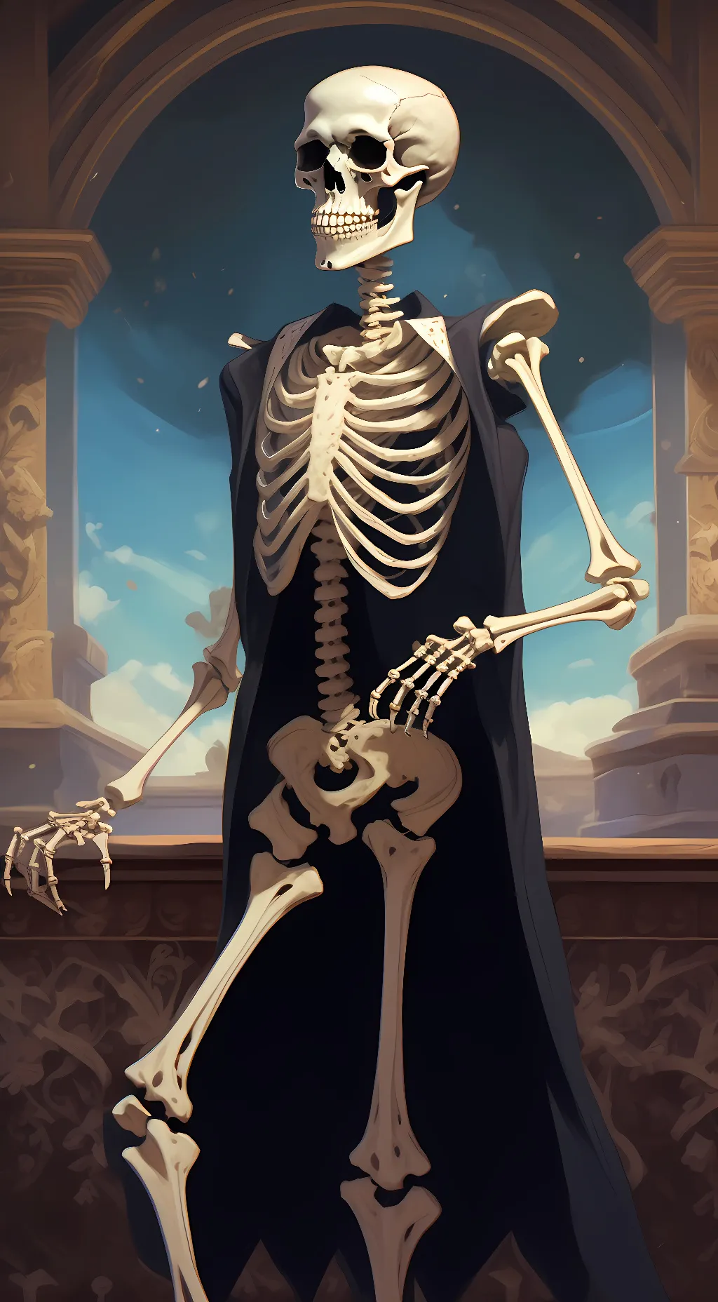 ai character: Mr skelly bones background