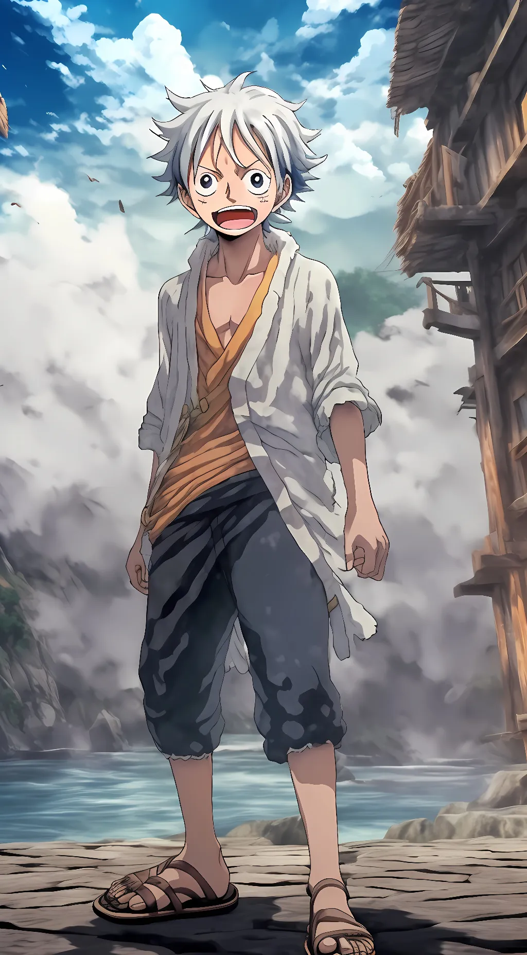 ai character: Gear 5 Luffy background