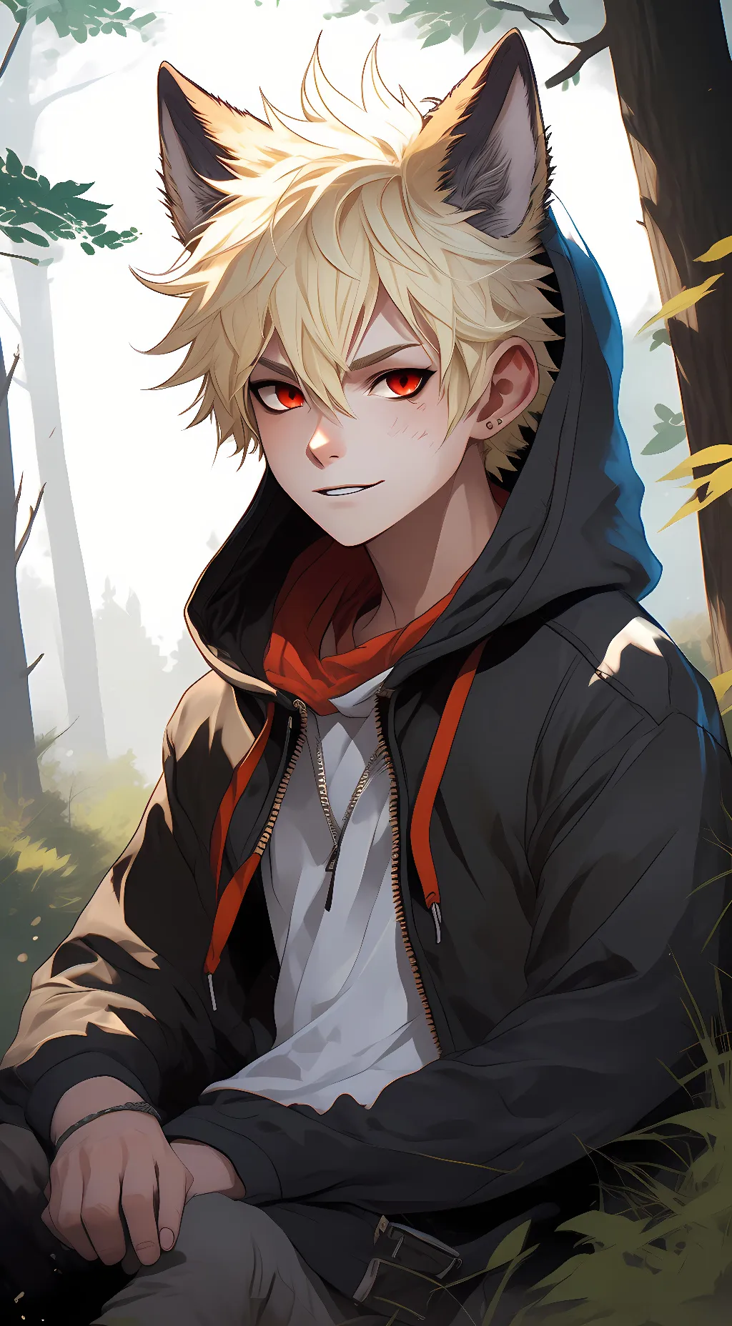 ai character: Werewolf Bakugo  background