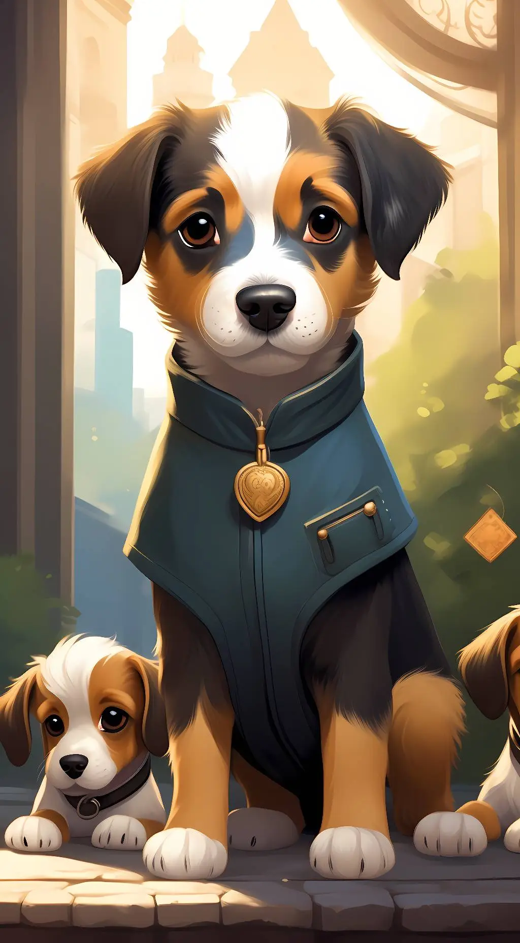 ai character: Cute dogs background
