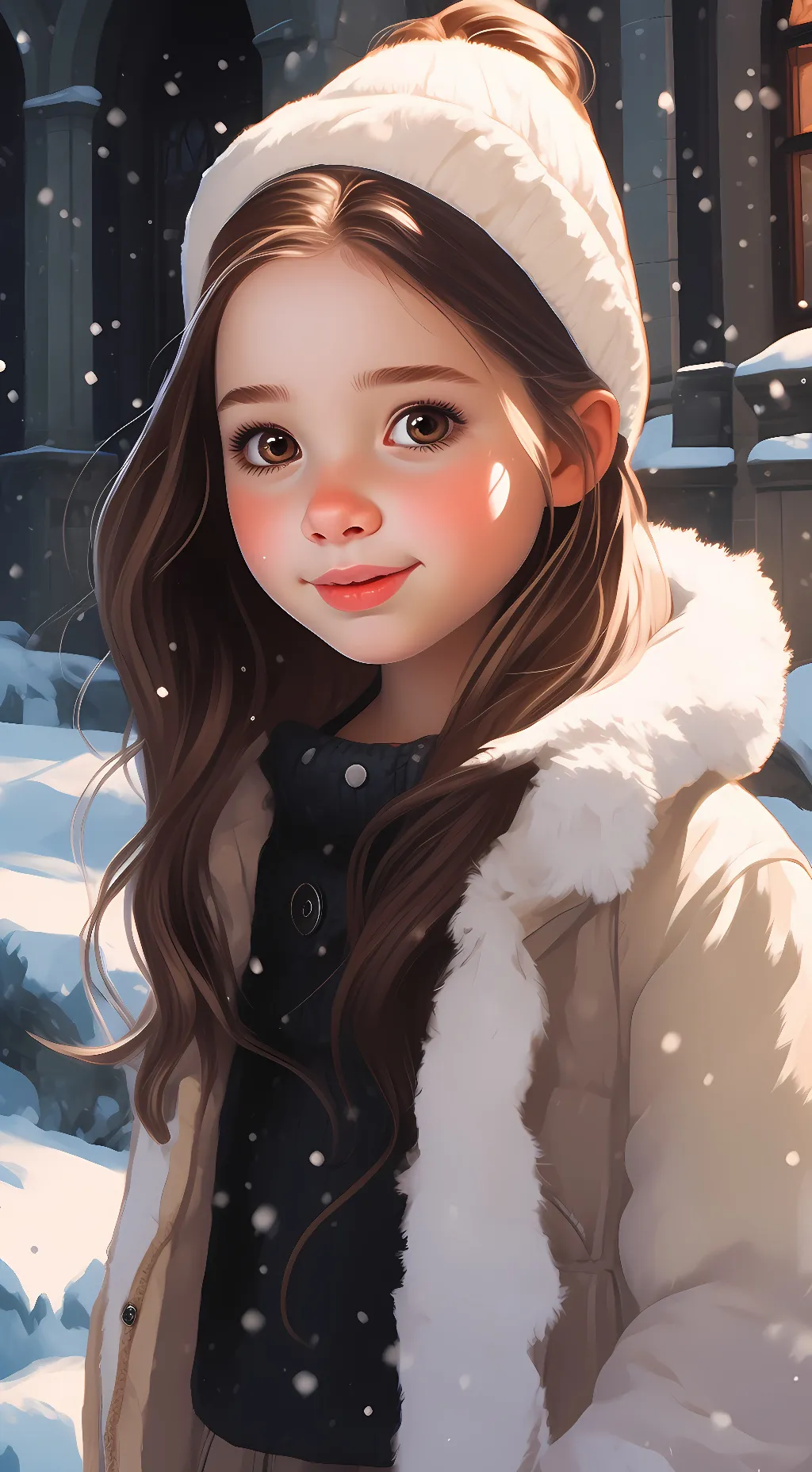ai character: snowy background