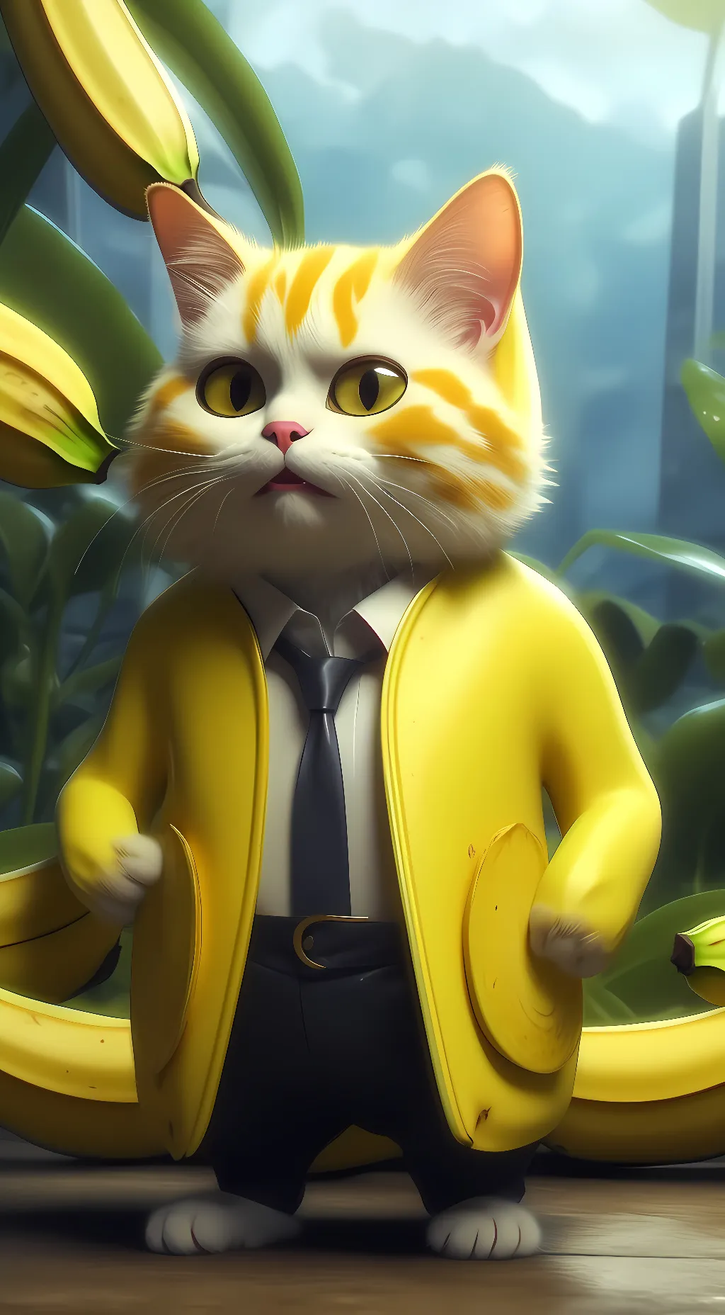 ai character: banana cat background