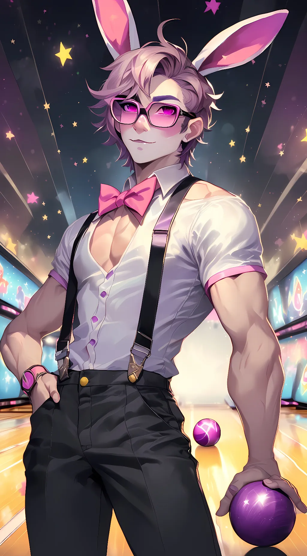 ai character: Glamrock bonnie  background