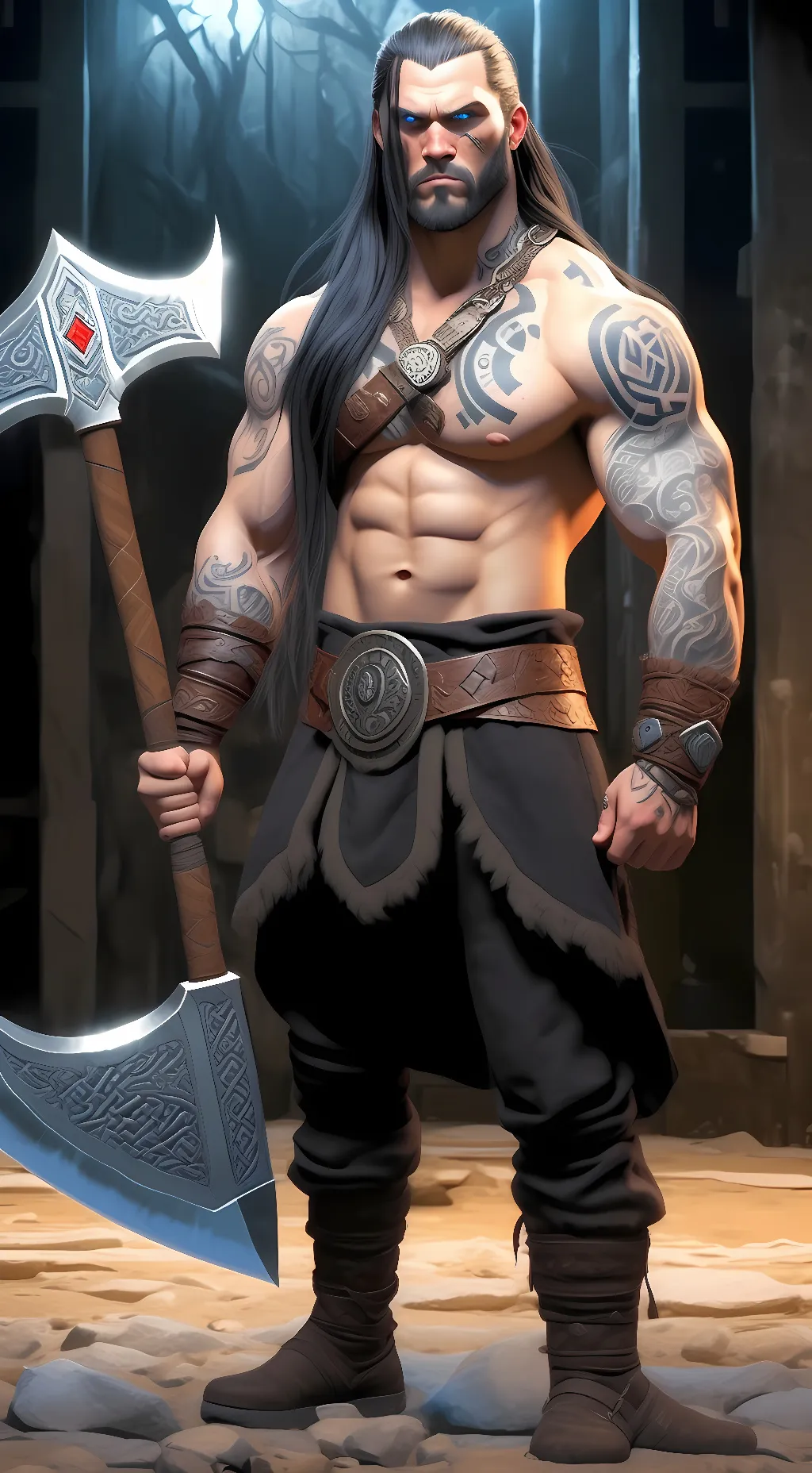 ai character: viking warrior  background