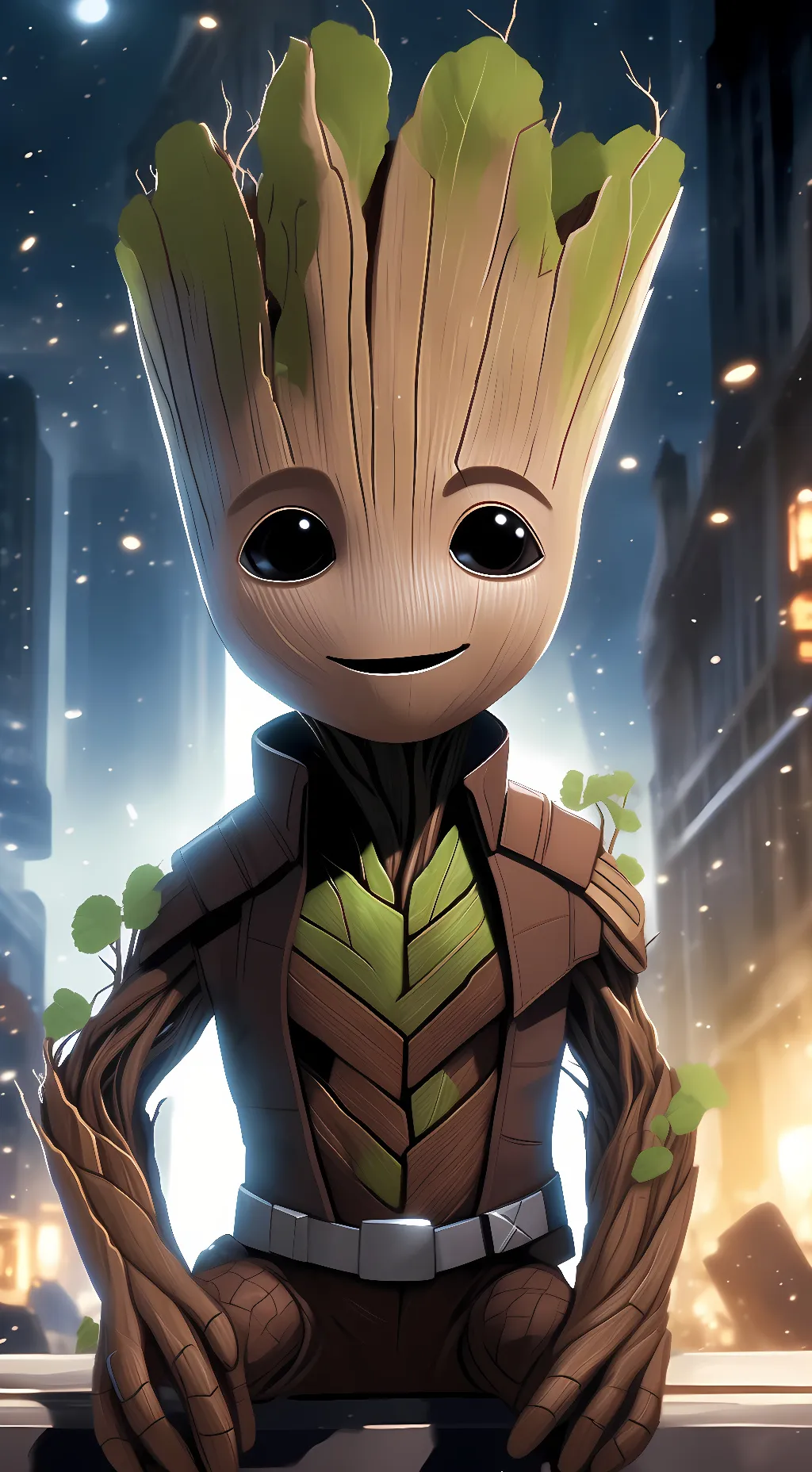 ai character: Baby Groot background