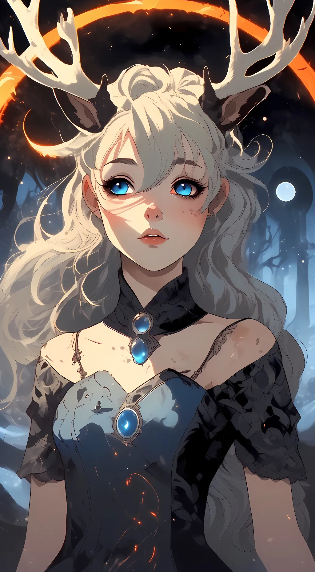 ai character: Luna and eclipse  background