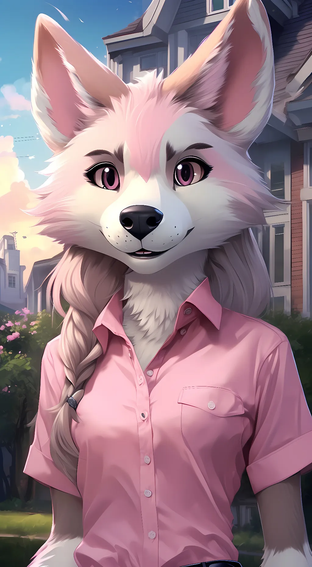ai character: Furry girl  background