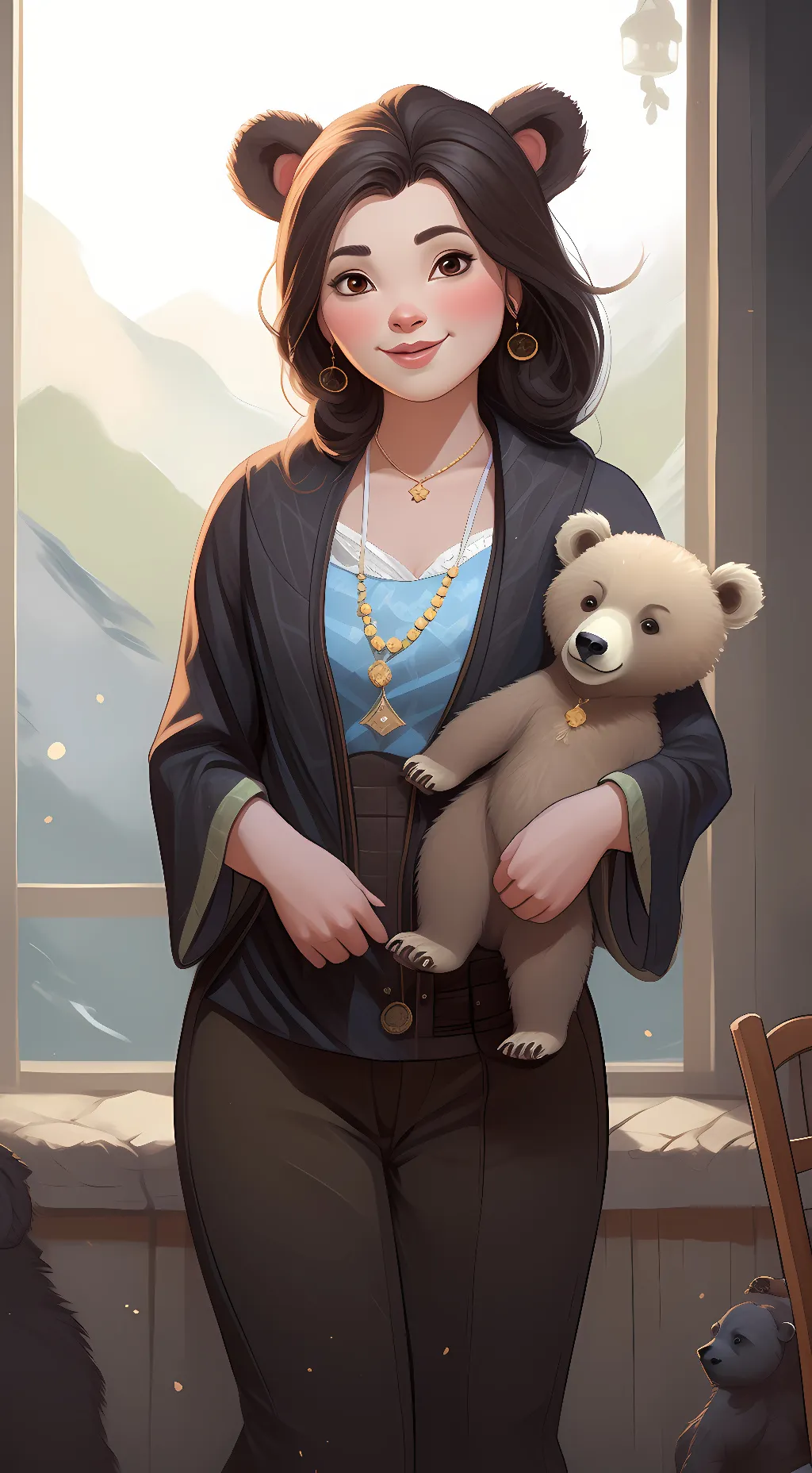 ai character: bear mom background
