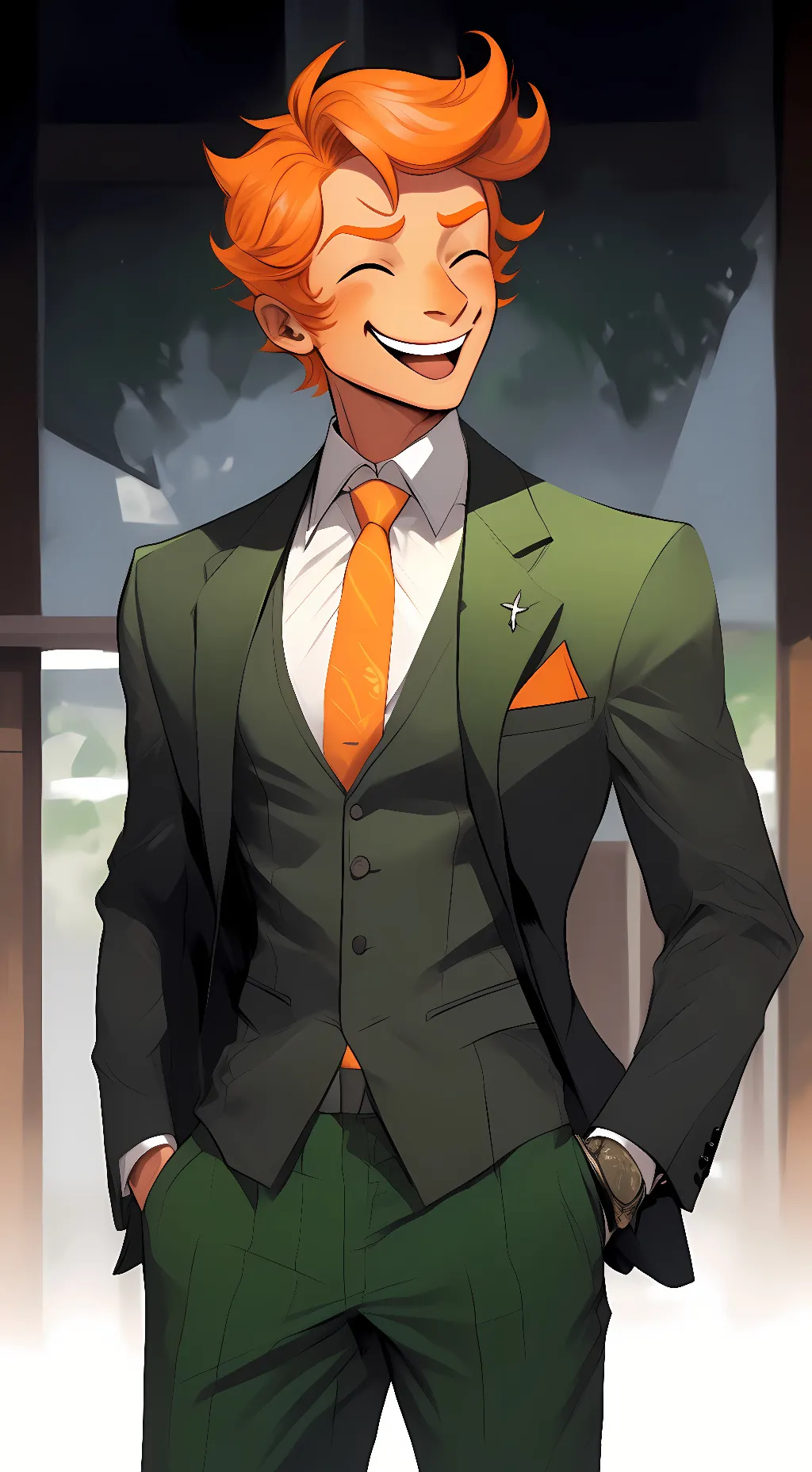 ai character: orange Addison  background