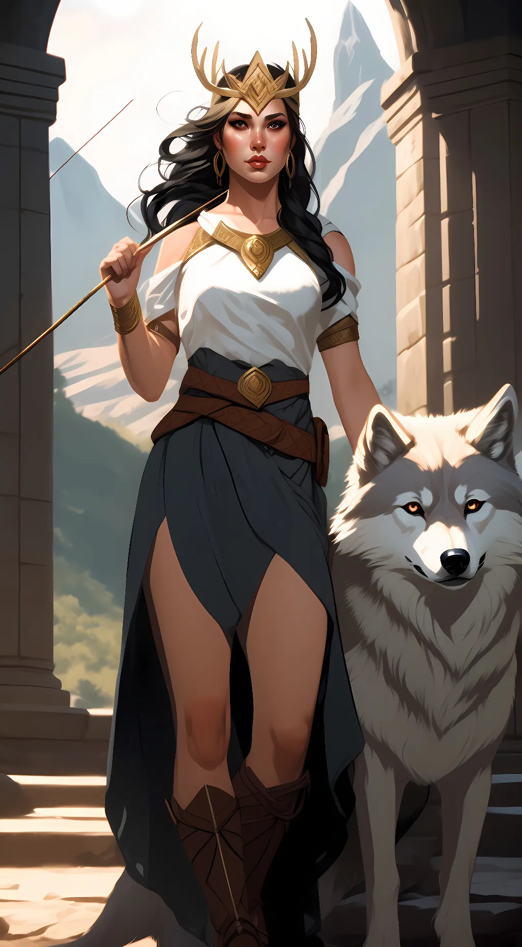 ai character: Artemis- Goddess  background