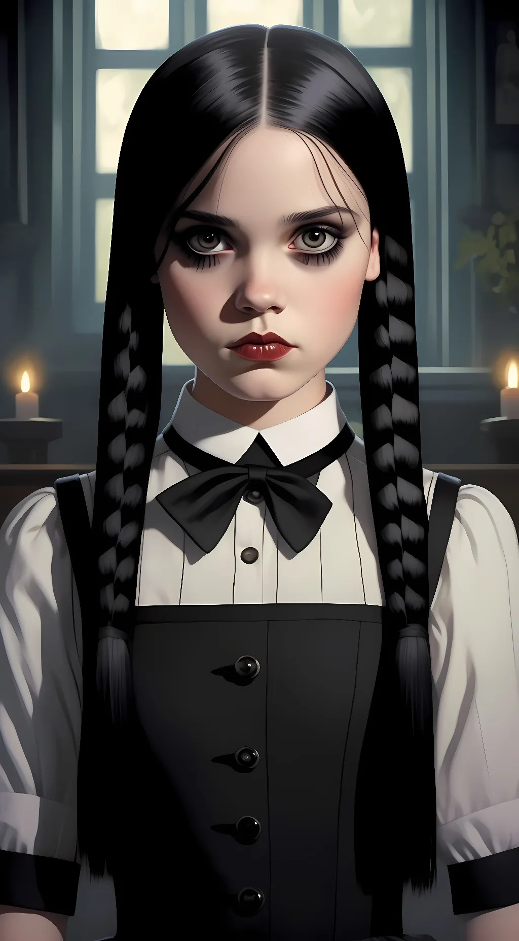 ai character: Wednesday Addams  background