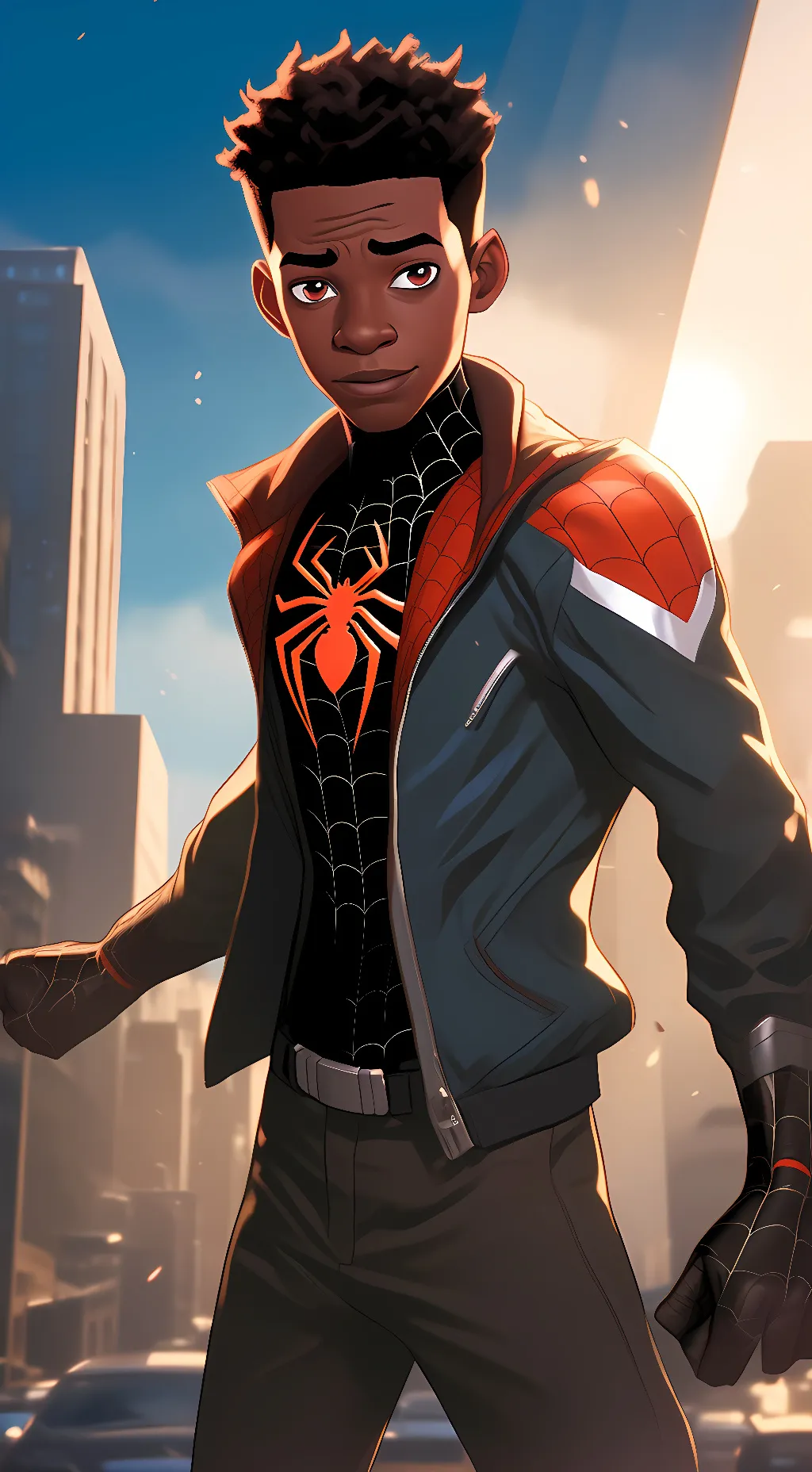 ai character: Miles Morales  background