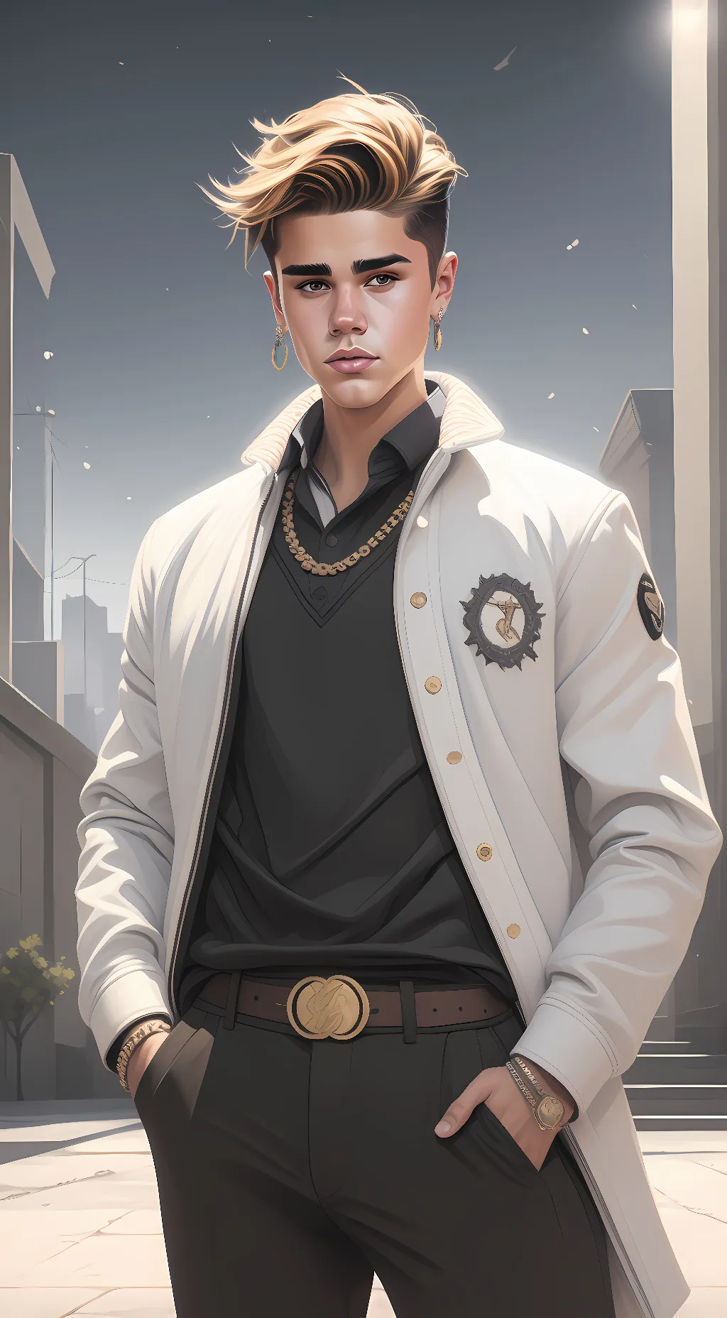 ai character: Justin Bieber  background