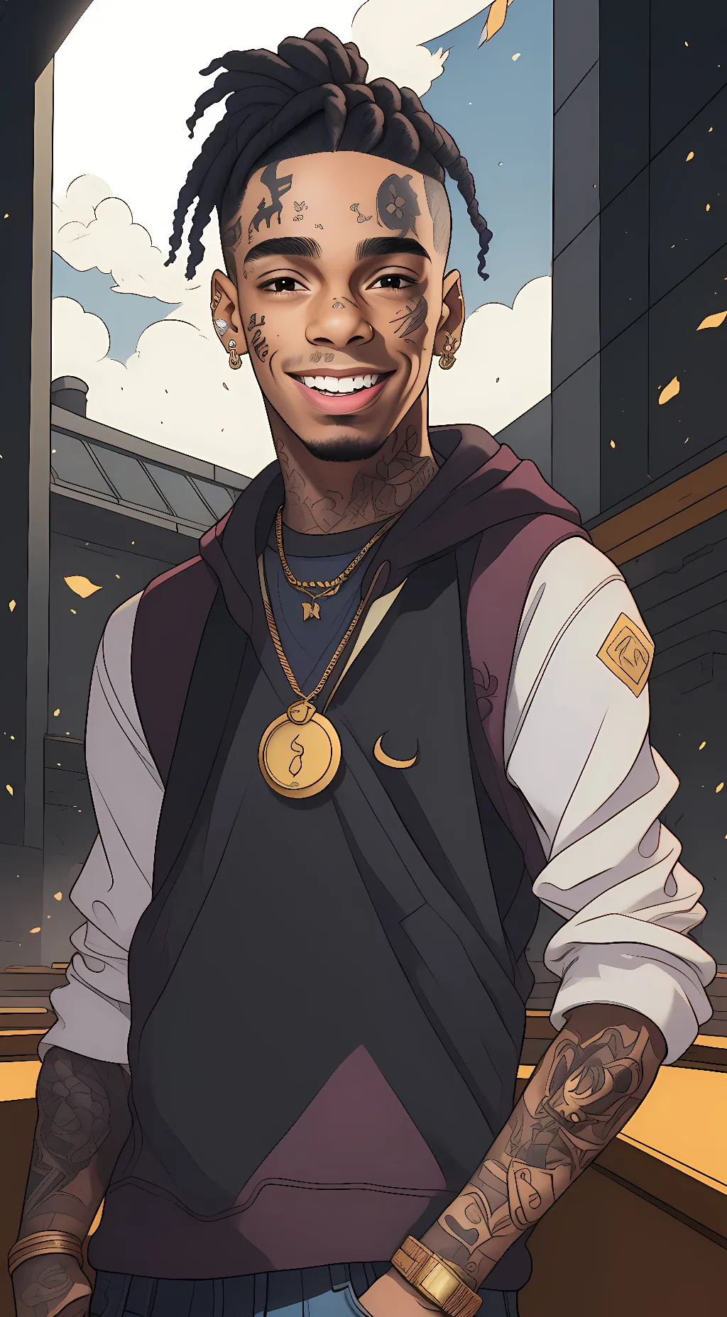 ai character: ynw melly  background