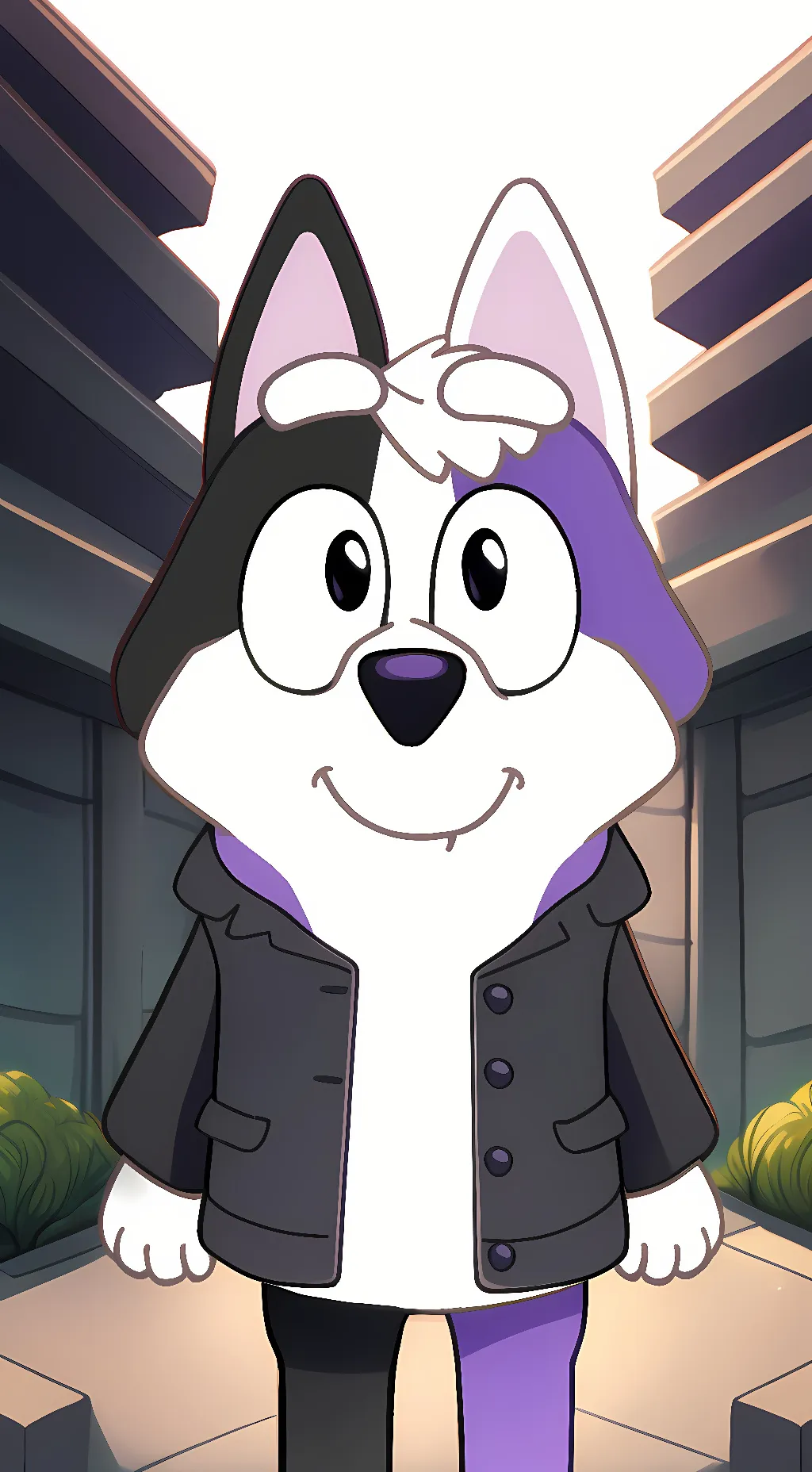 ai character: Violet Corgi background