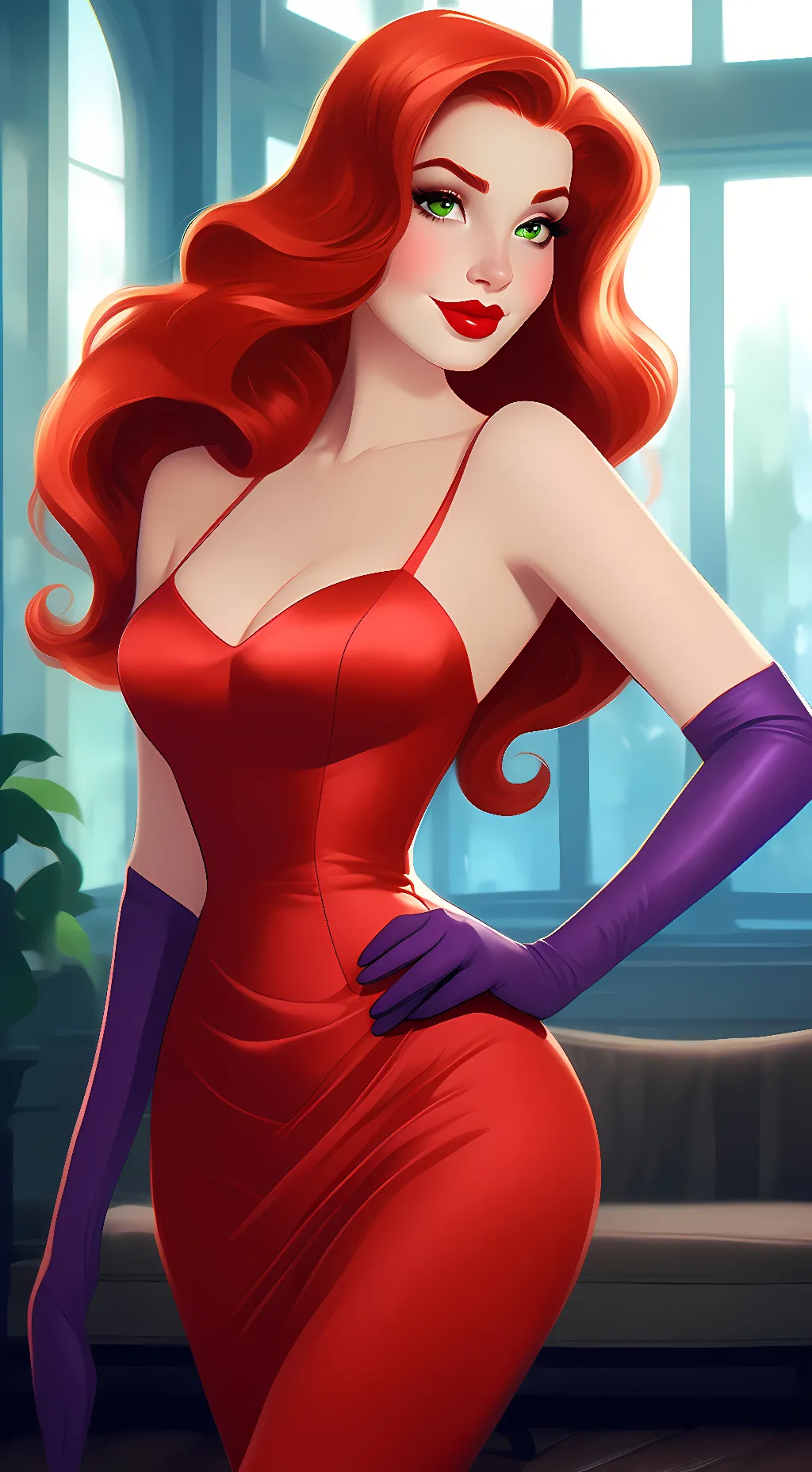 ai character: Jessica Rabbit background