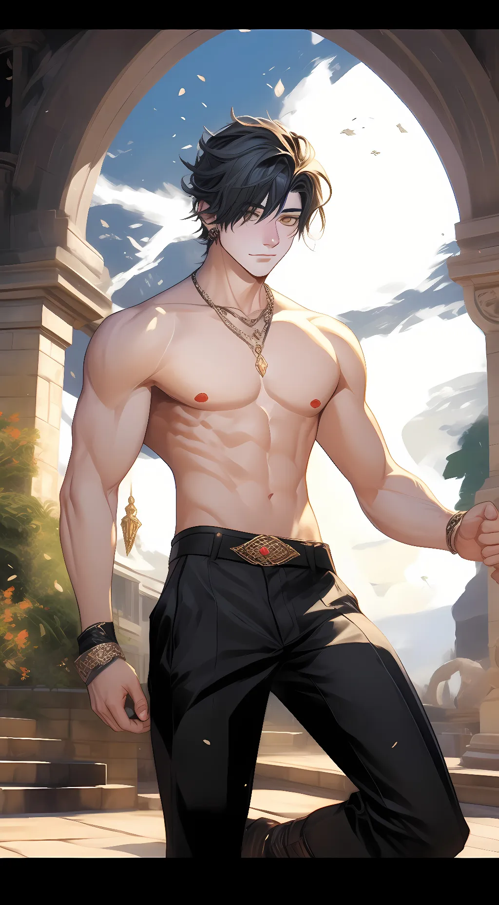 ai character: sual wood background