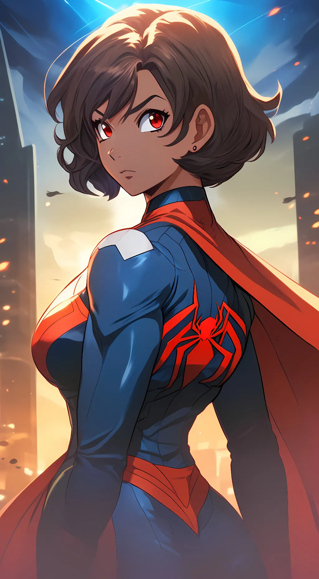ai character: Fem Miguel O'Hara  background