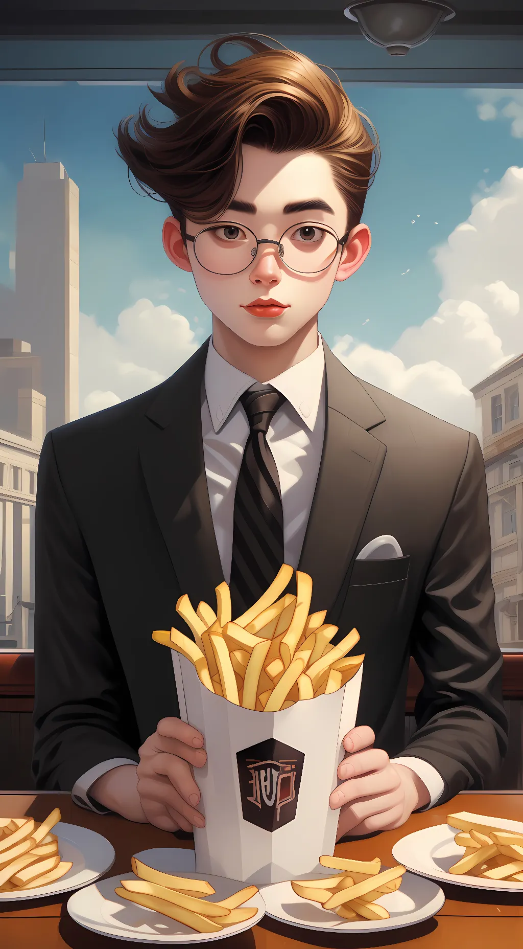 ai character: Fries background