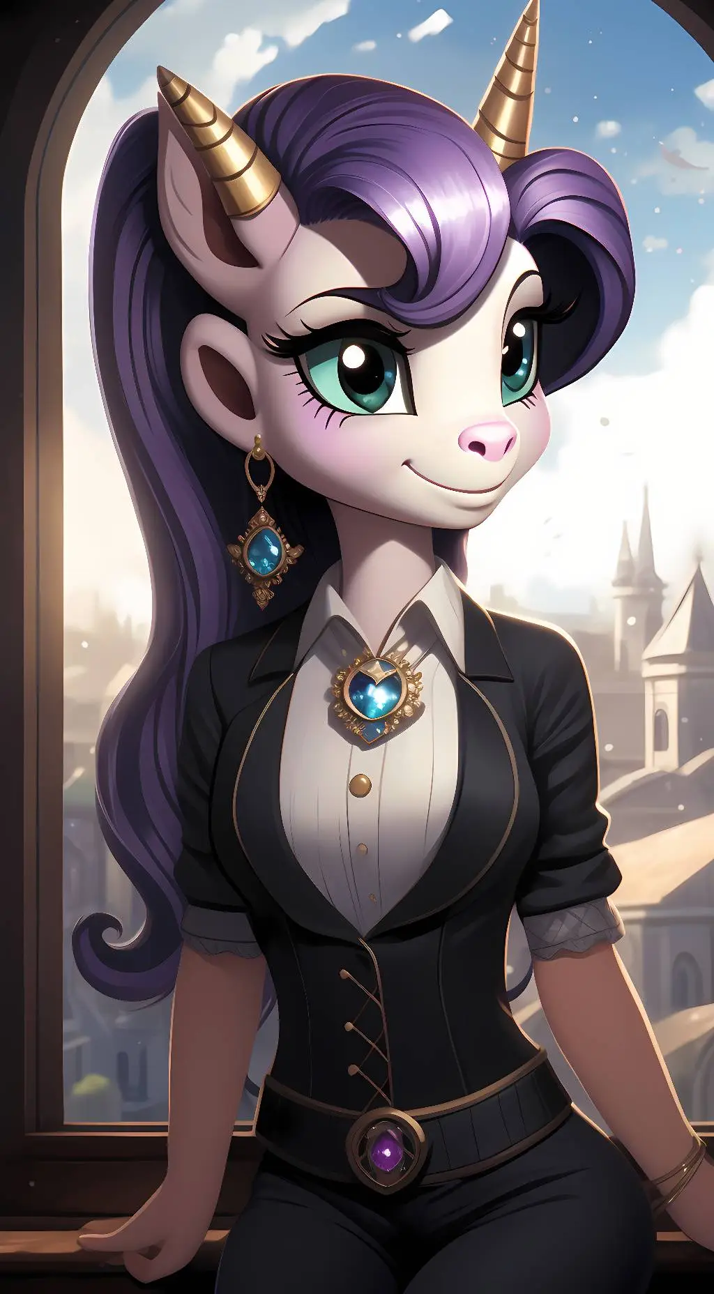 ai character: lil miss Rarity background