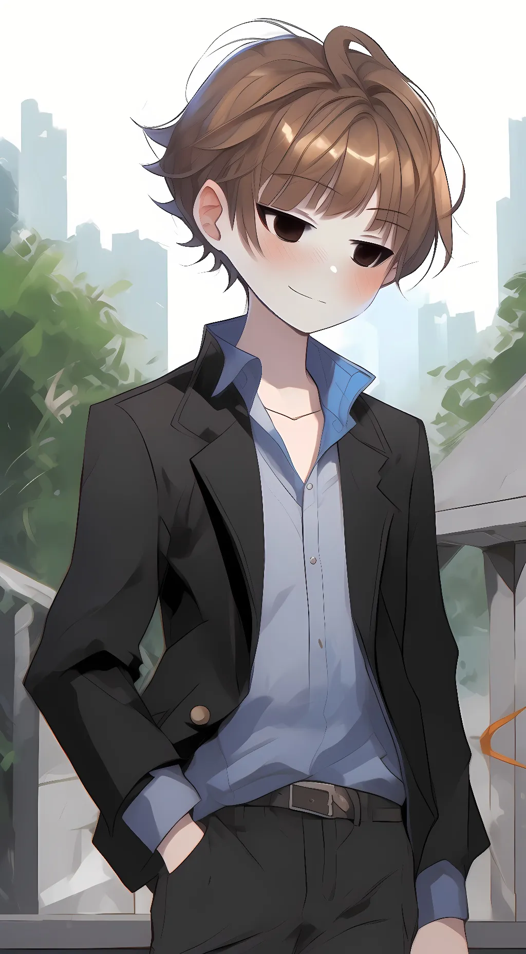 ai character: bacon hair boy background